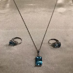 Blue Topaz 10K Necklace and Earrings